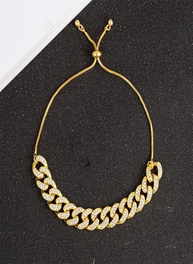 kelistom Gold Cuban Link Anklet for Women Men, 18K White Gold Plated Hip-hop Rhinestone Filled Ankle Bracelets for Women - Image 5